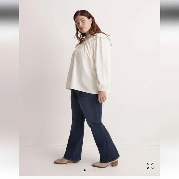 Madewell Plus Embroidered Lazer Cut Flannel Mockneck Top 4X - Picture 4 of 8